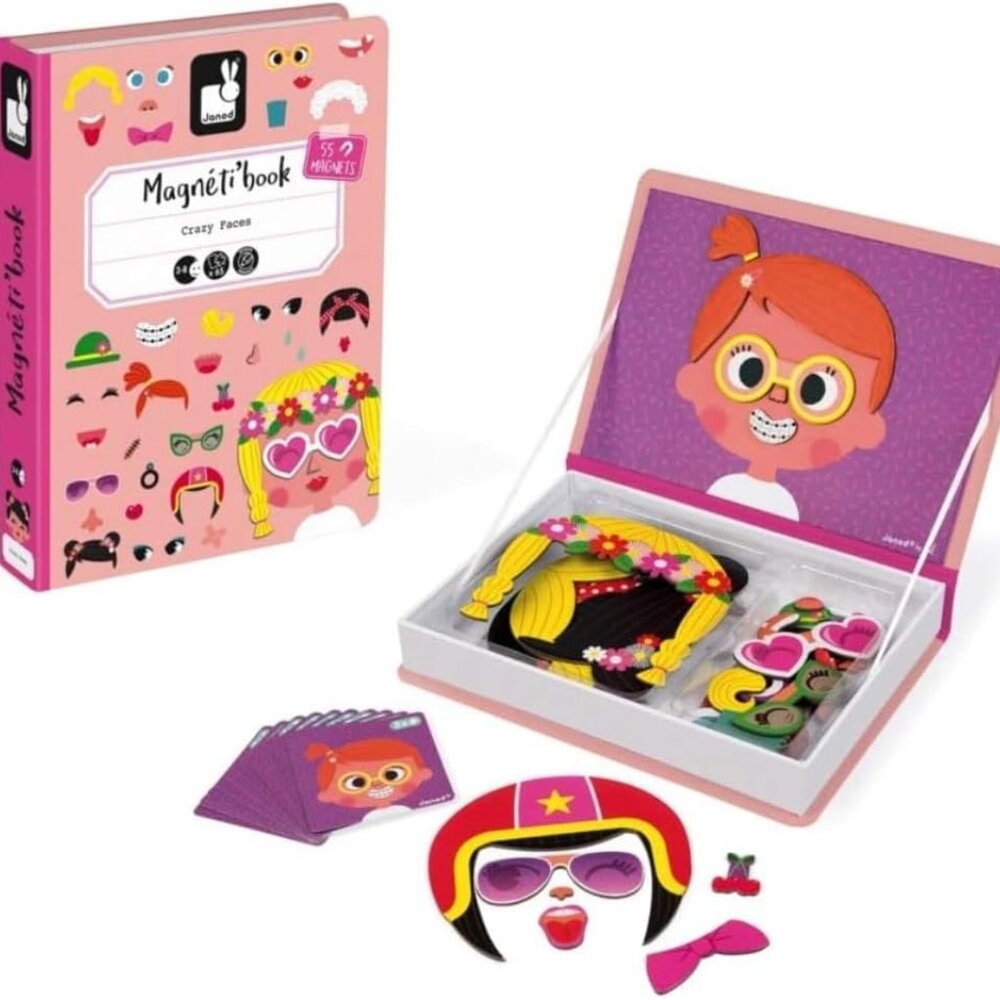 New Sealed Janod Magneti’Book Girl’s Crazy Faces-3-8 Years